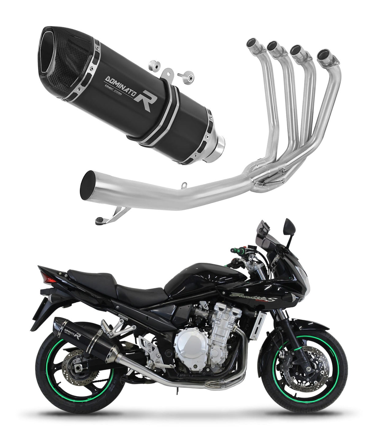 Suzuki GSF 1250 N / S BANDIT 2007 - 2016 Full Exhaust System Collector Silencer HP1 BLACK + dB killer medium 20 m.
