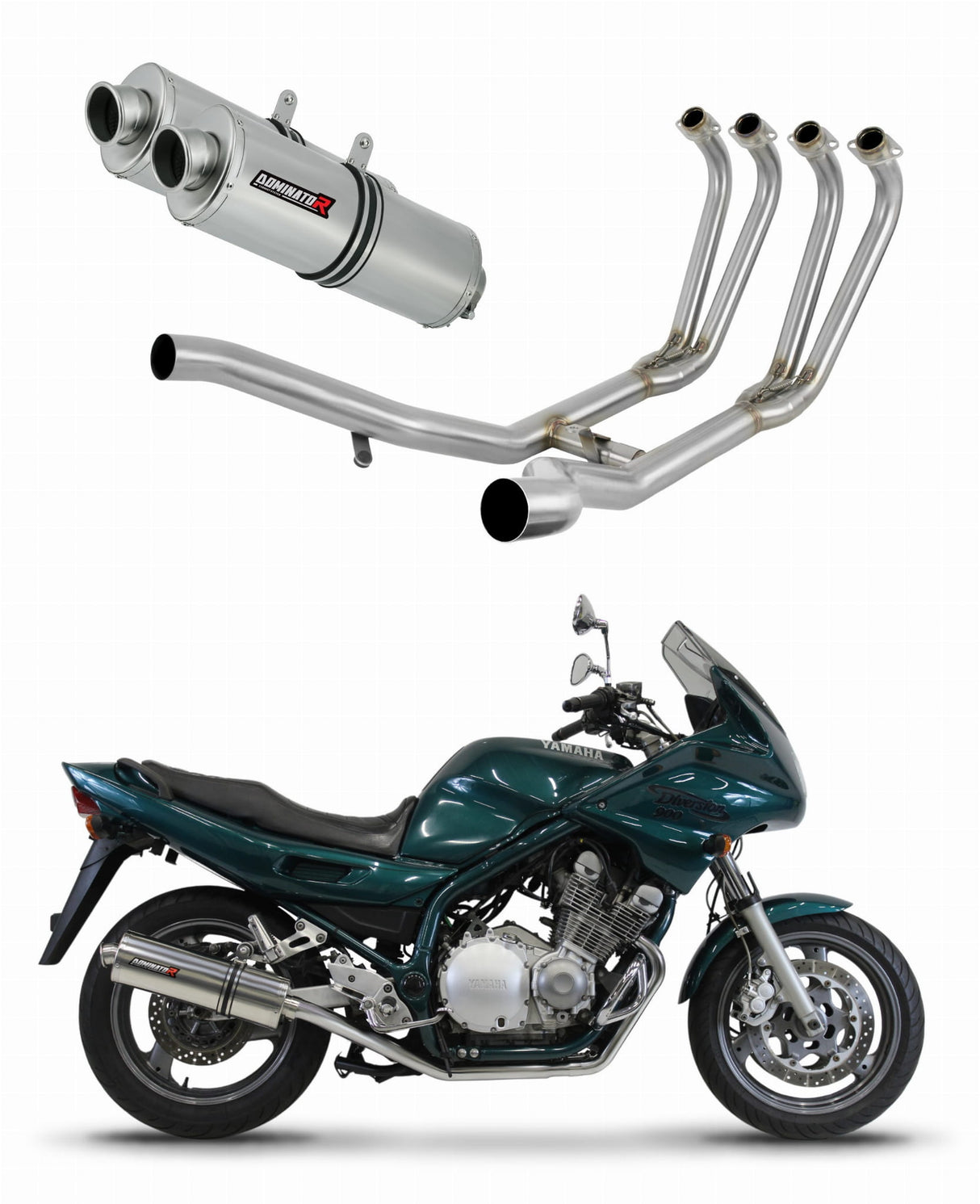 Yamaha XJ 900 Diversion 1994 - 2003 Full Exhaust System Collector Silencer OV + dB killer 19 m.