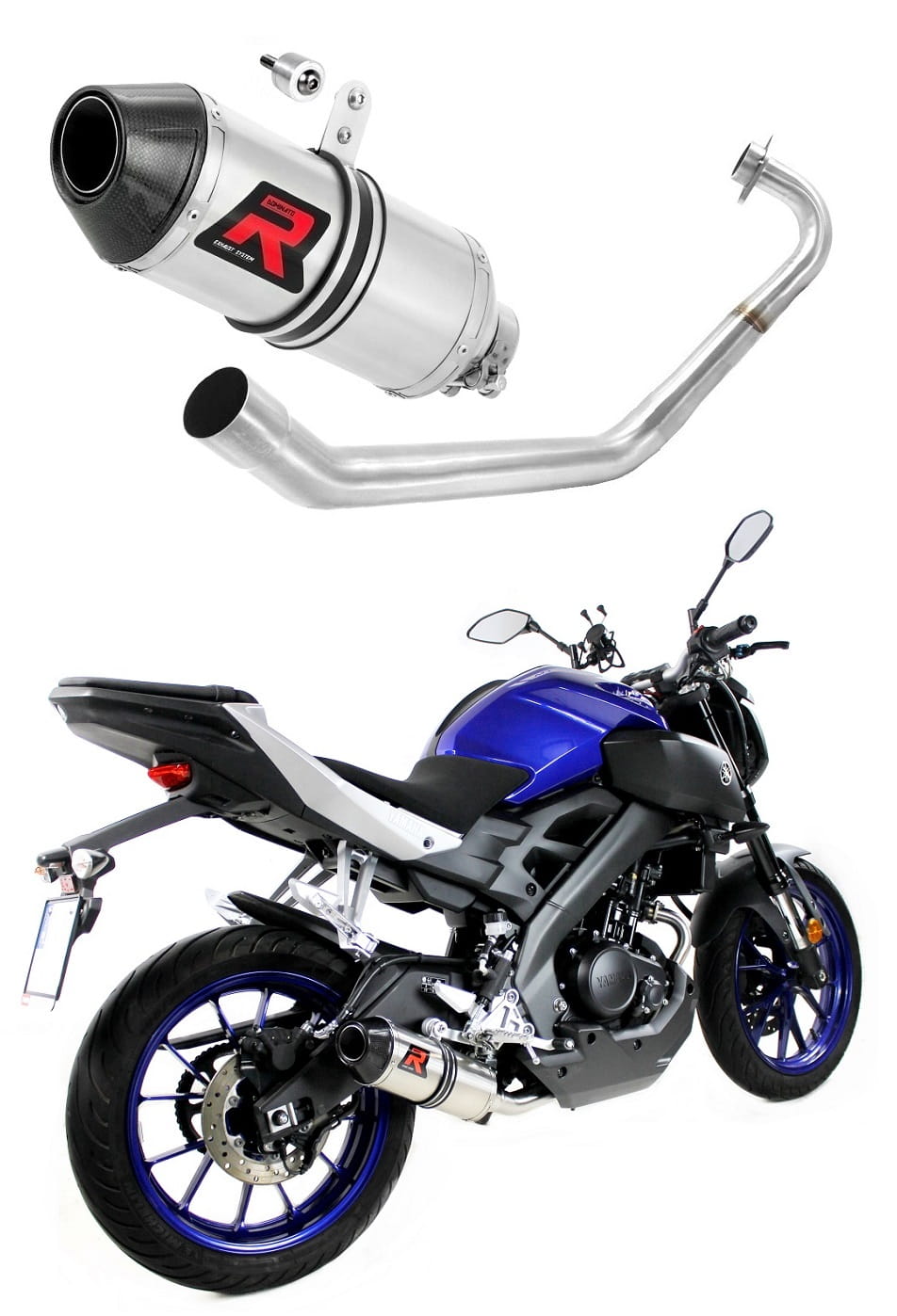 Yamaha MT 125 2014 - 2019 Full Exhaust System Collector Silencer HP3 + dB killer medium 20 m.