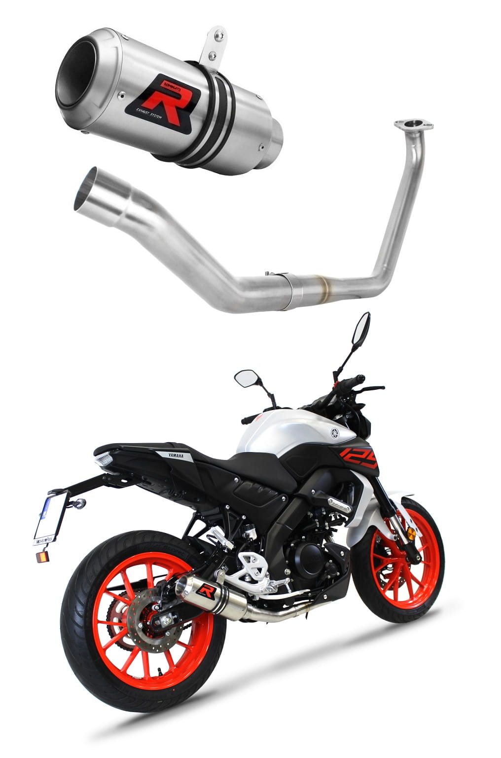 Yamaha MT 125 2020 Full Exhaust System Collector Silencer GP + dB killer medium 20 m.