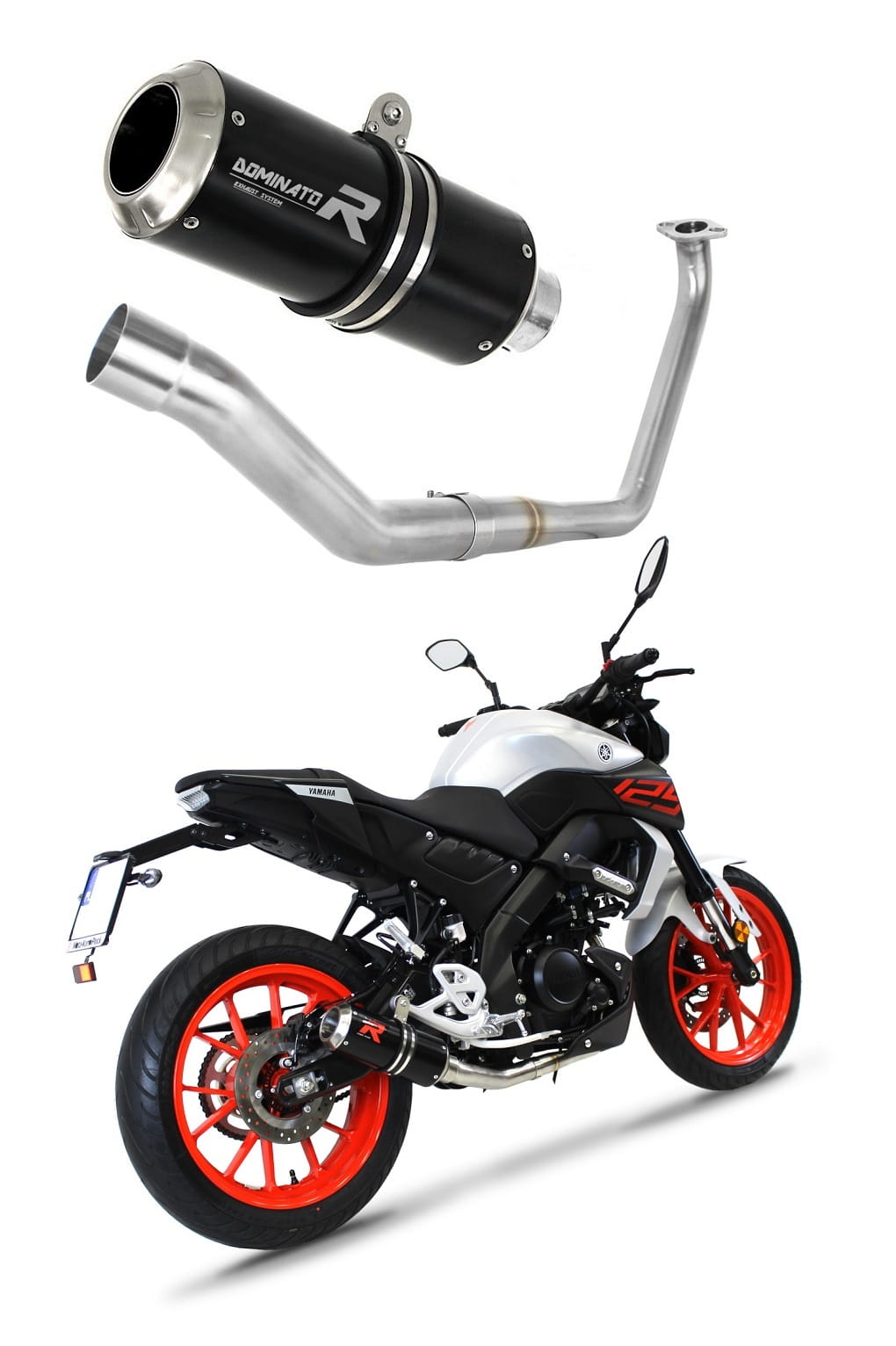 Yamaha MT 125 2020 Full Exhaust System Collector Silencer GP BLACK + dB killer medium 20 m.