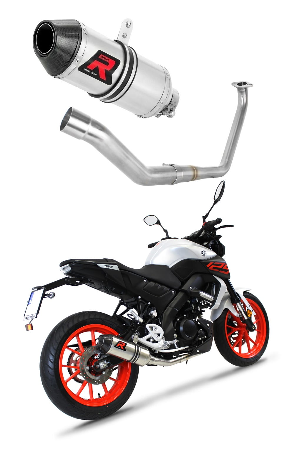 Yamaha MT 125 2020 Full Exhaust System Collector Silencer HP3 + dB killer medium 20 m.