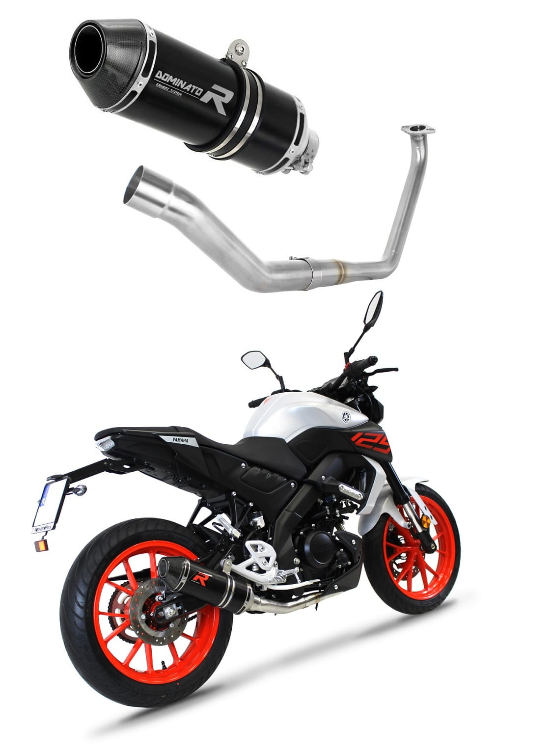 Yamaha MT 125 2020 Full Exhaust System Collector Silencer HP3 BLACK + dB killer medium 20 m.