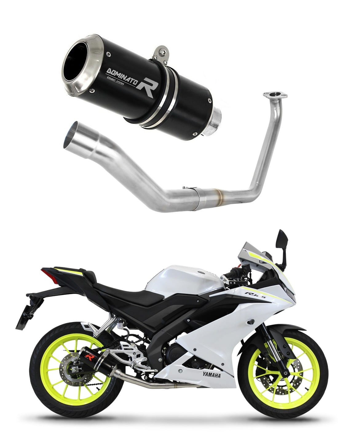 Yamaha YZF R125 2019 - 2020 Full Exhaust System Collector Silencer GP BLACK + dB killer medium 20 m.