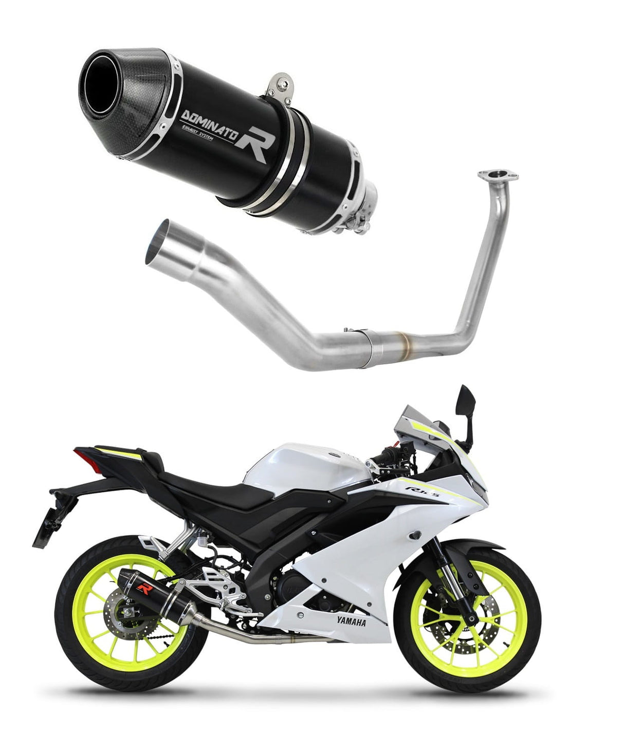 Yamaha YZF R125 2019 - 2020 Full Exhaust System Collector Silencer HP3 BLACK + dB killer medium 20 m.