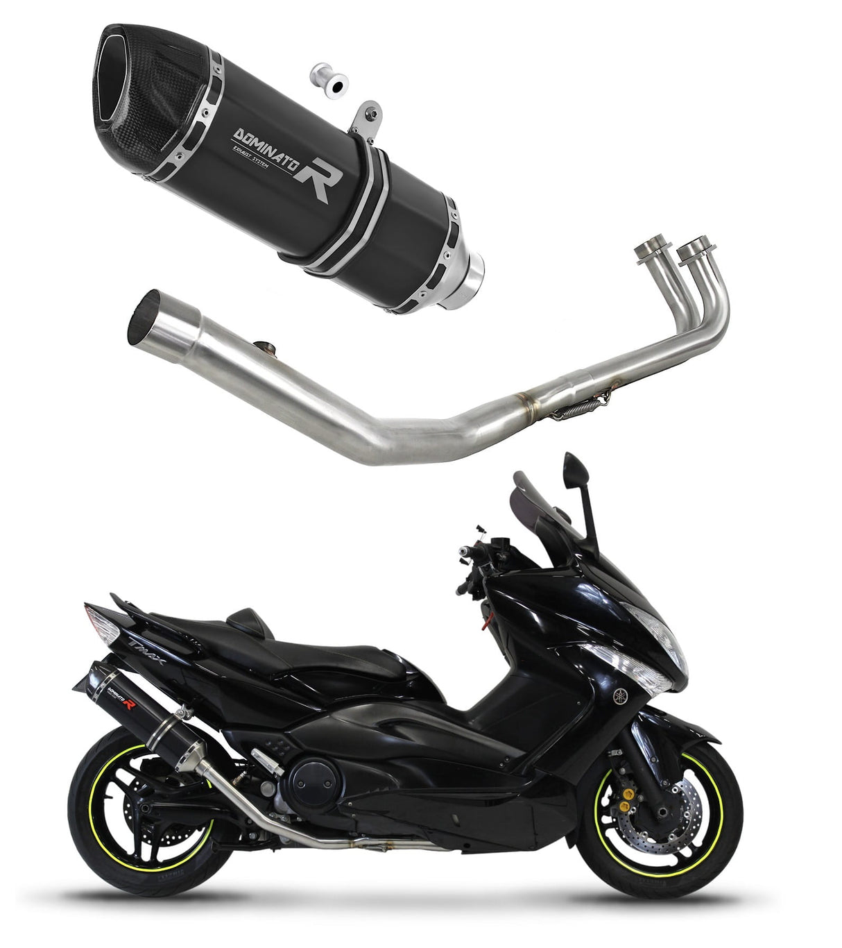 Yamaha T-MAX 500 2008 - 2011 Full Exhaust System Collector Silencer HP1 BLACK + dB killer medium 20 m.