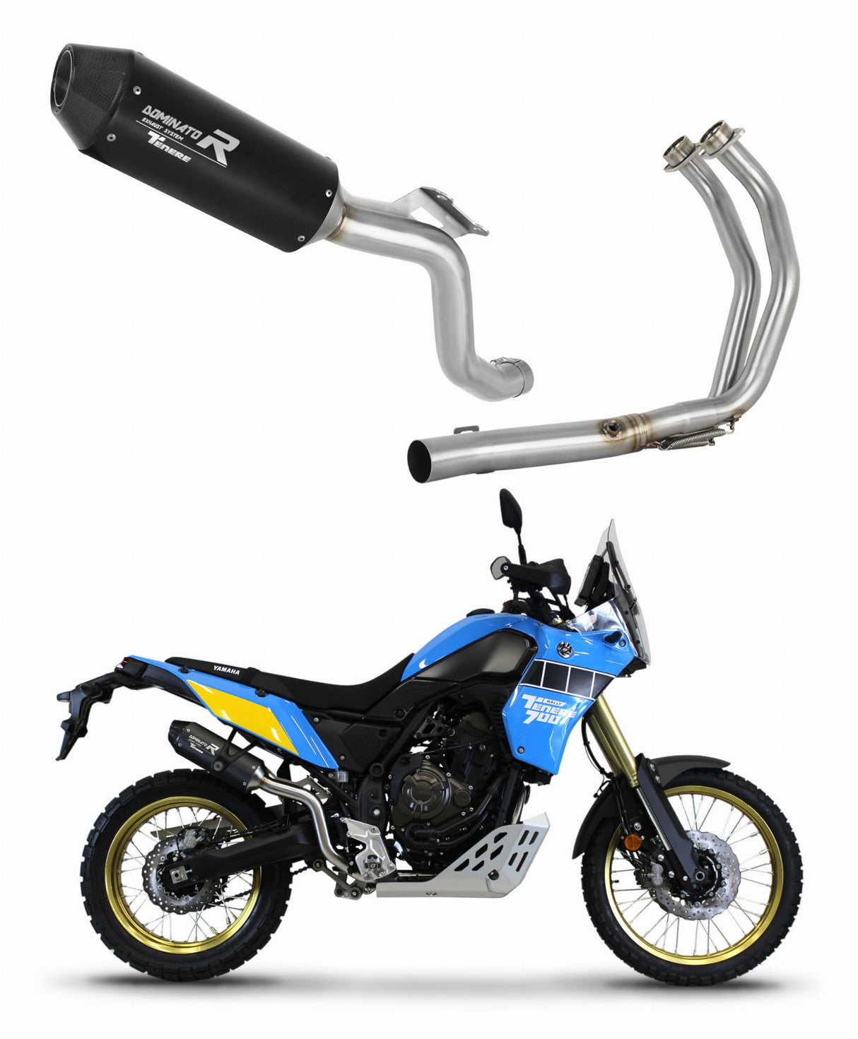 Yamaha Tenere 700 2021 - 2024 Full Exhaust System Collector Silencer MX2 BLACK + dB killer medium 20 m.