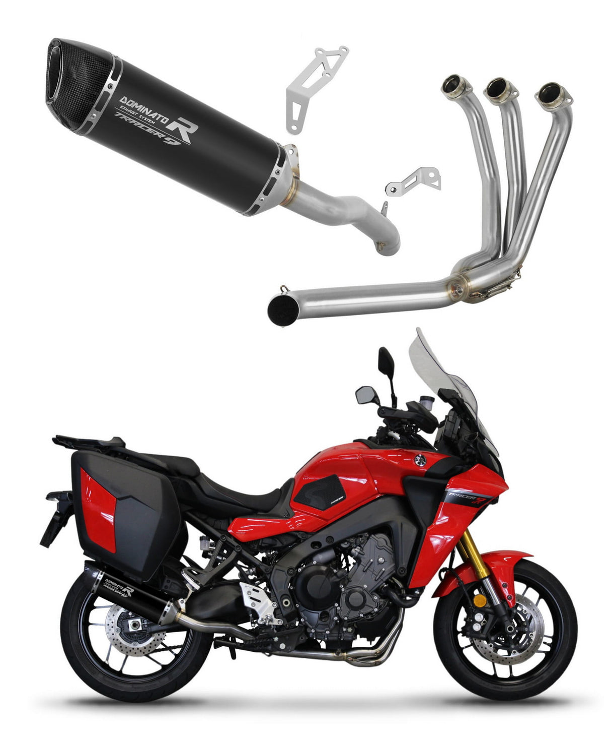 Yamaha Tracer 9 / GT 2021 - 2024 Full Exhaust System Collector Silencer HP6 BLACK + dB killer medium 20 m.