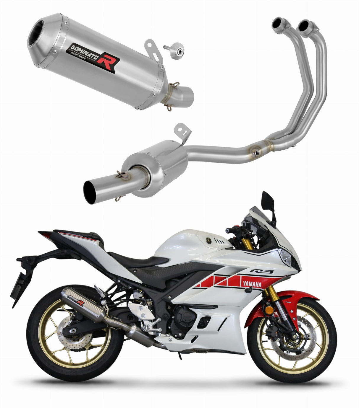 Yamaha YZF-R3 2019 - 2024 Full Exhaust System Collector Silencer OV G2 + dB killer medium 20 m.