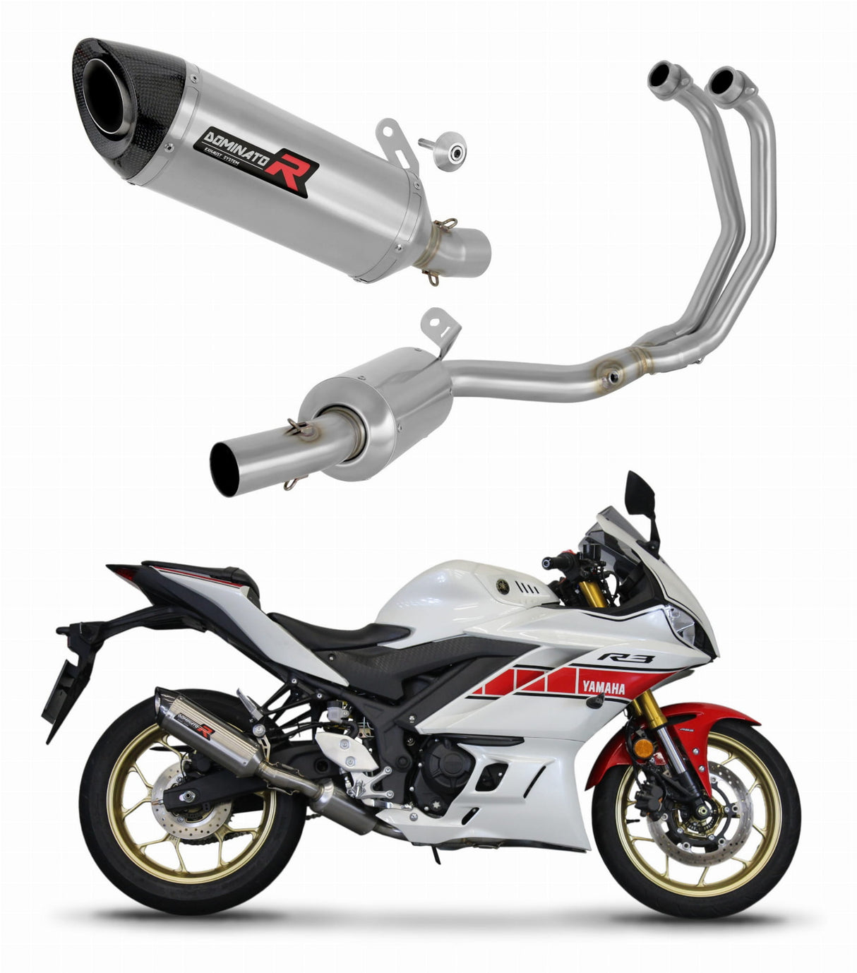 Yamaha YZF-R3 2019 - 2024 Full Exhaust System Collector Silencer HP8 + dB killer medium 20 m.
