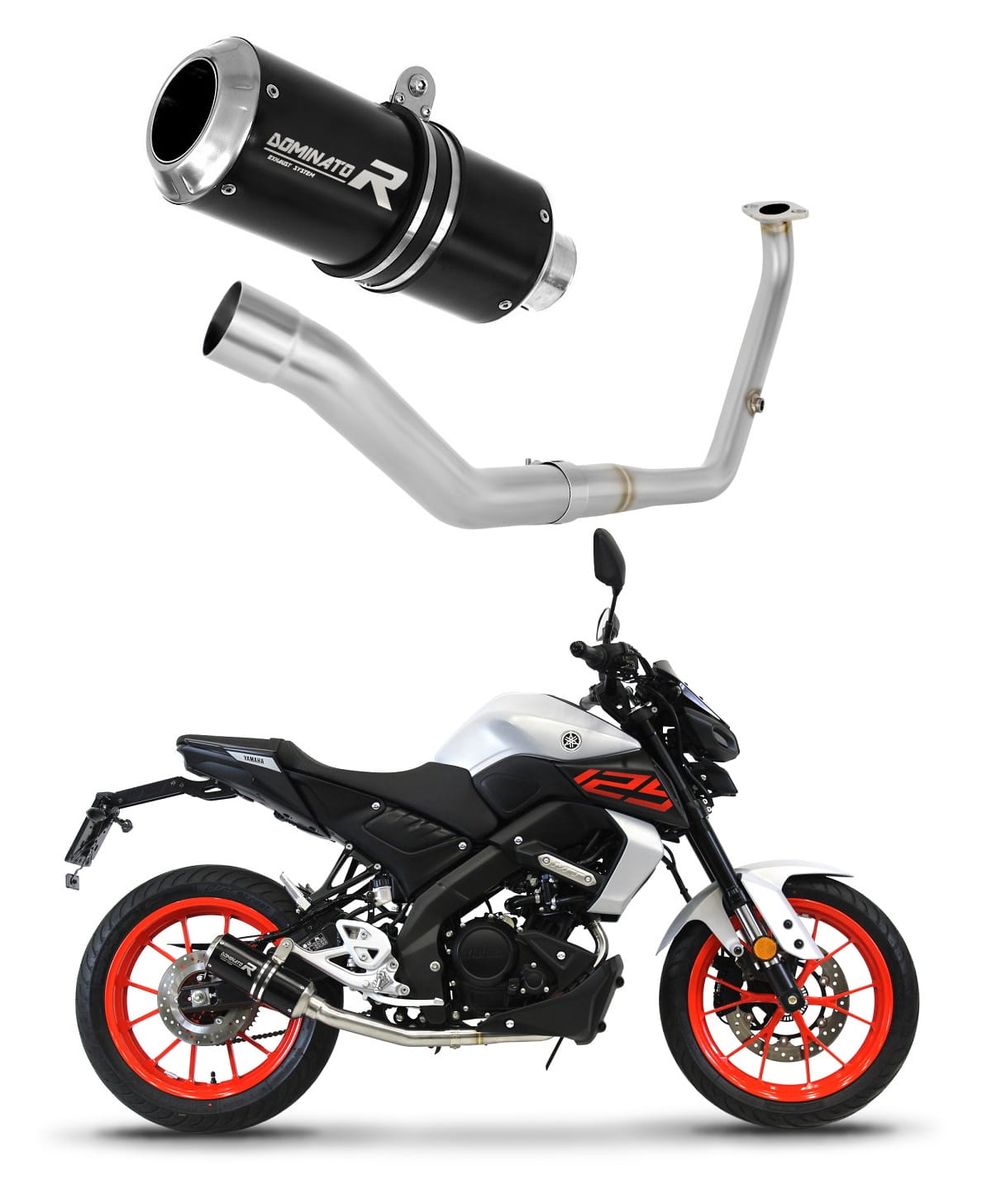 Yamaha MT 125 2021 - 2024 Full Exhaust System Collector Silencer GP BLACK + dB killer medium 20 m.