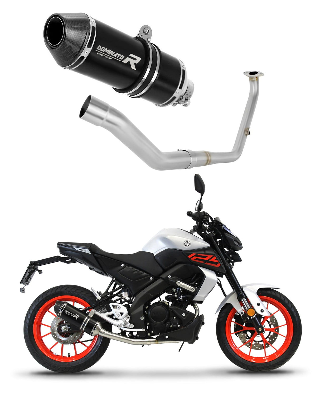 Yamaha MT 125 2021 - 2024 Full Exhaust System Collector Silencer HP3 BLACK + dB killer medium 20 m.
