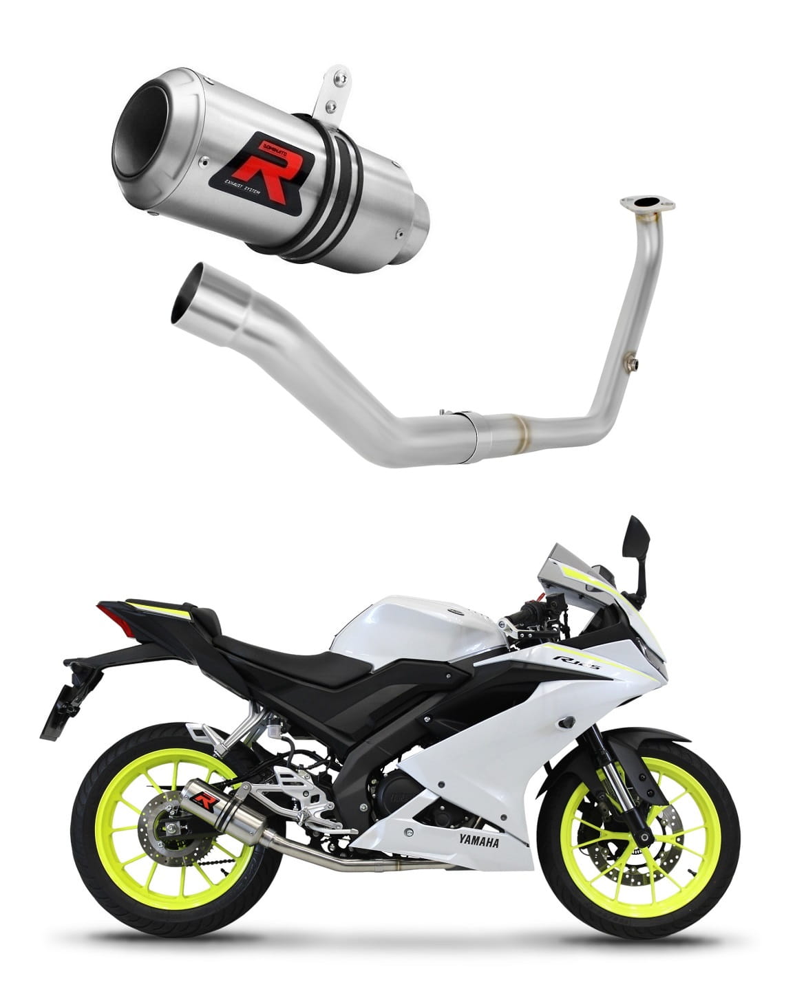 Yamaha YZF R125 2021 - 2024 Full Exhaust System Collector Silencer GP + dB killer medium 20 m.