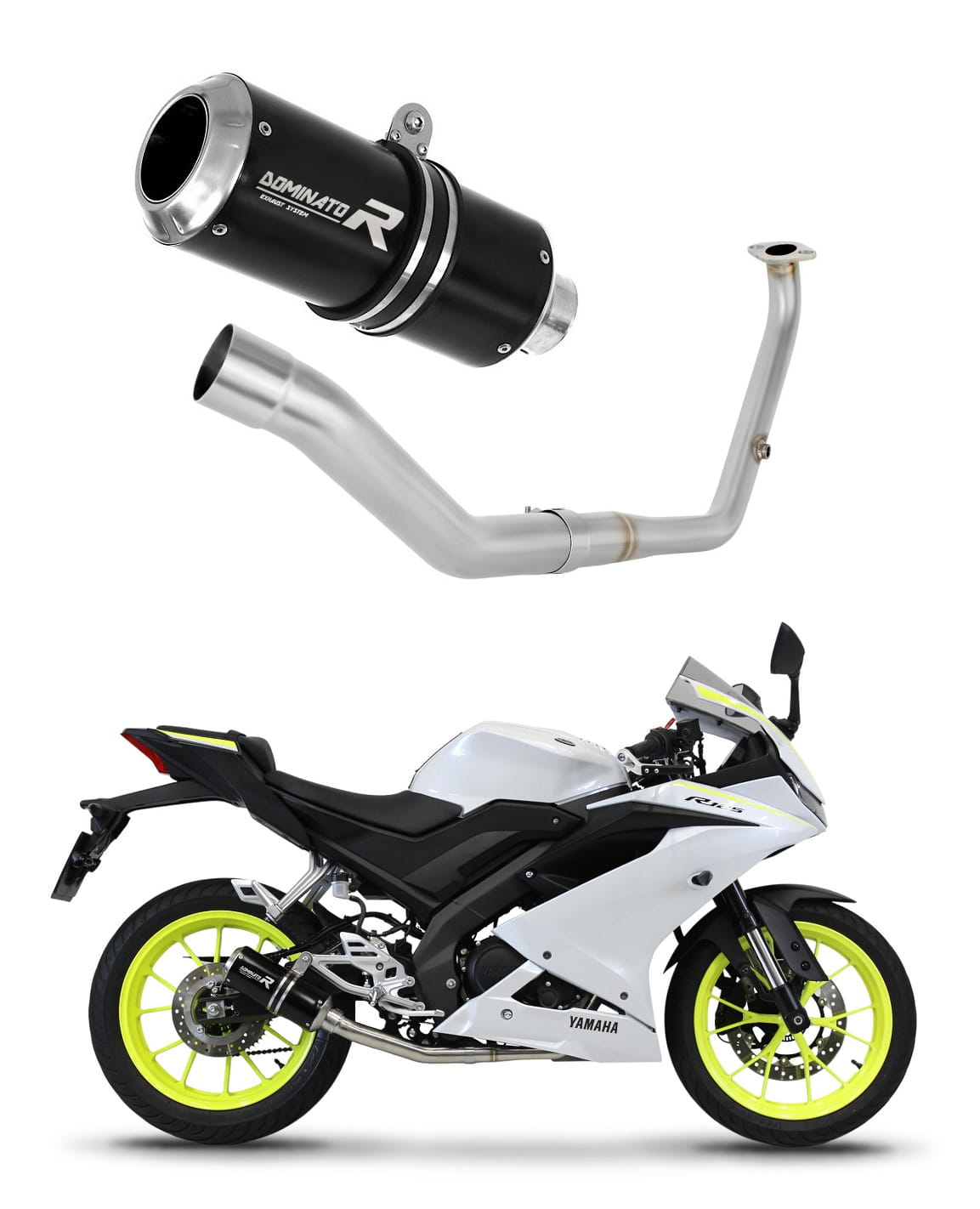Yamaha YZF R125 2021 - 2024 Full Exhaust System Collector Silencer GP BLACK + dB killer medium 20 m.