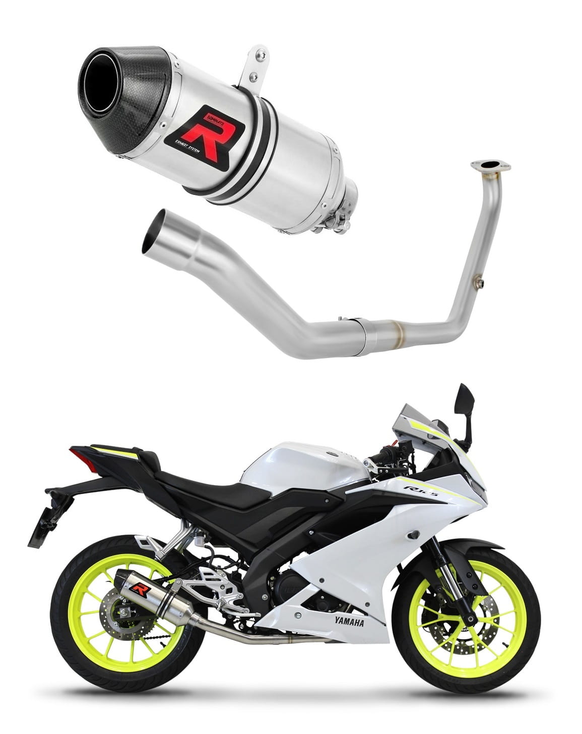 Yamaha YZF R125 2021 - 2024 Full Exhaust System Collector Silencer HP3 + dB killer medium 20 m.