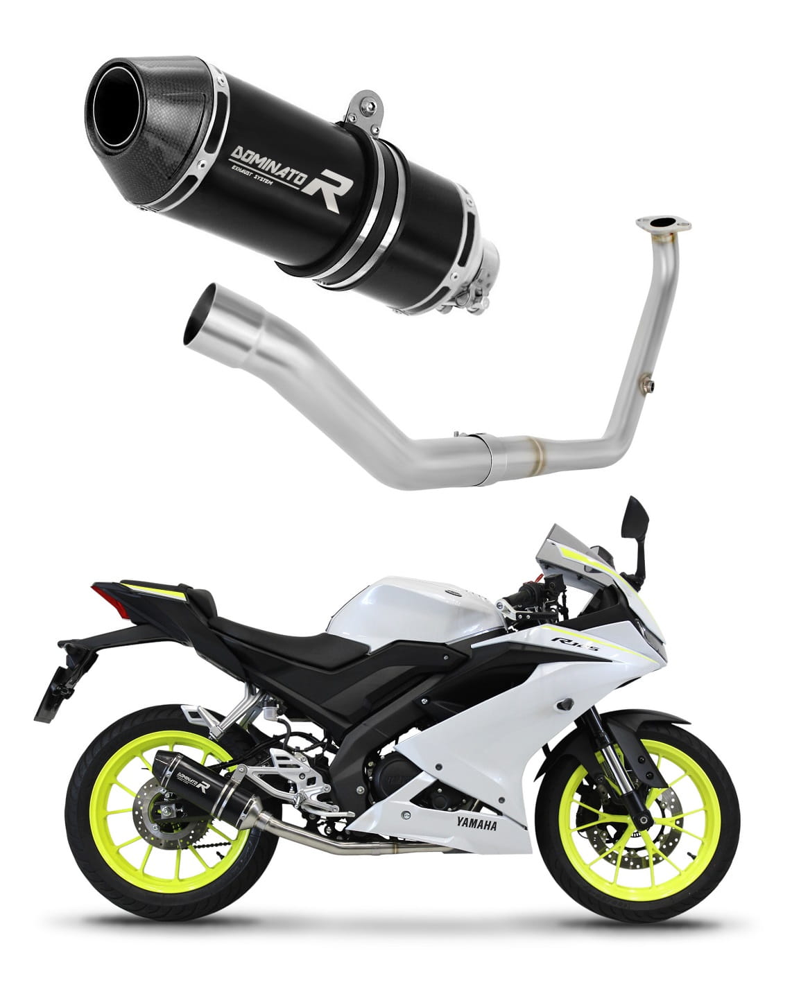 Yamaha YZF R125 2021 - 2024 Full Exhaust System Collector Silencer HP3 BLACK + dB killer medium 20 m.