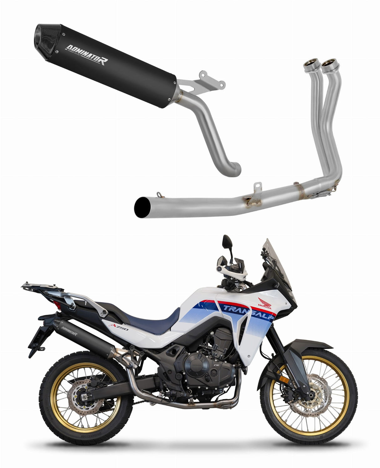 Honda XL 750 TRANSALP 2023 Full Exhaust System Collector Silencer MX2 BLACK + dB killer 20 m.