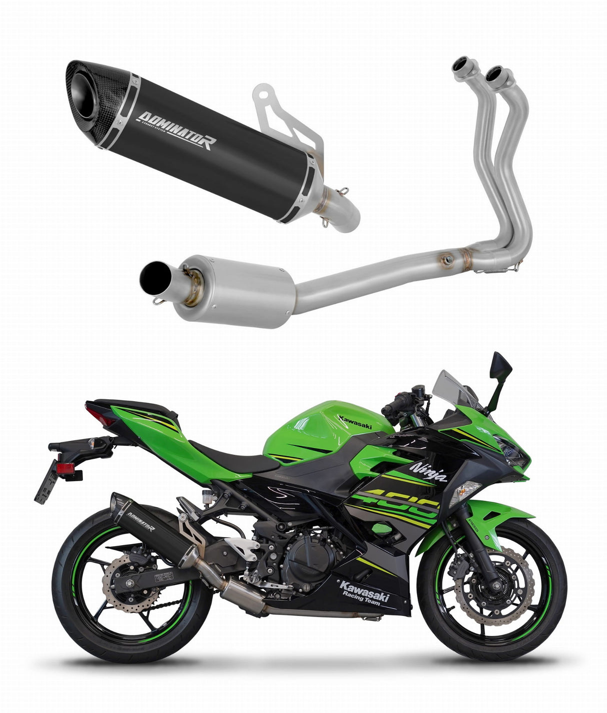 Kawasaki NINJA 400 2018-2023 Full Exhaust System Collector Silencer HP8 BLACK + dB killer 20 m.
