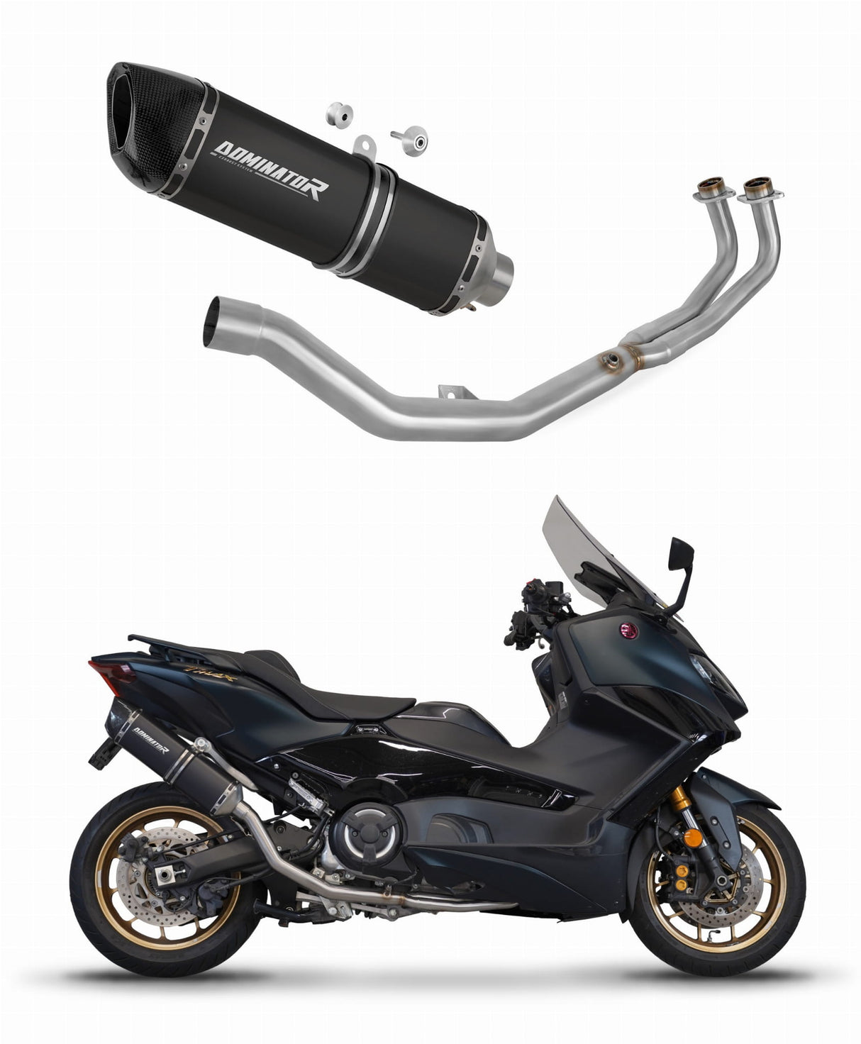 Yamaha XP 560 T-MAX 2020 - 2024 Full Exhaust System Collector Silencer HP6 BLACK + dB killer 20 m.
