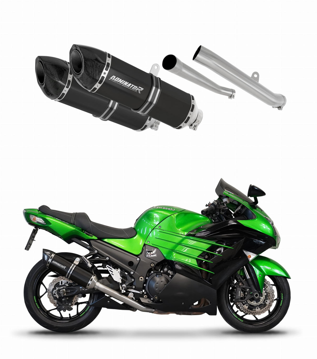 KAWASAKI ZZR 1400 2012 - 2023 Exhaust Silencer Muffler HP5 BLACK + dB killer 20 m.