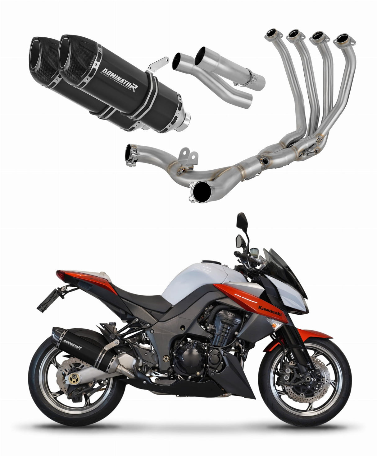 Kawasaki Z1000 2010 - 2013 Full Exhaust System Collector Silencer HP1 BLACK + dB killer 20 m.