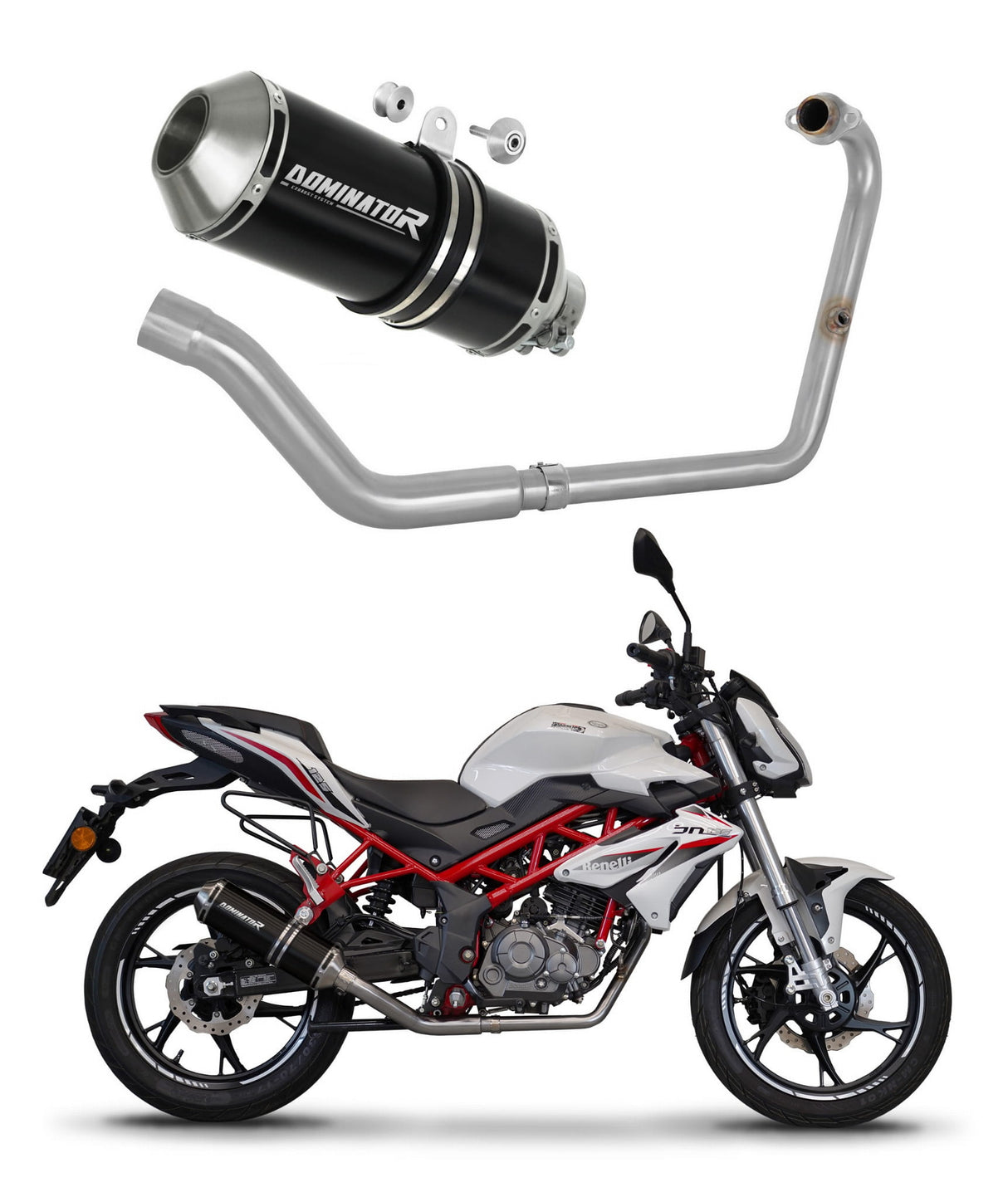 Benelli BN 125 2018 - 2023 Full Exhaust System Collector Silencer OV G2 BLACK + dB killer 20 m.