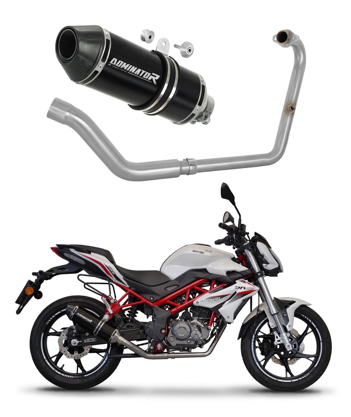 Benelli BN 125 2018 - 2023 Full Exhaust System Collector Silencer HP3 BLACK + dB killer 20 m.