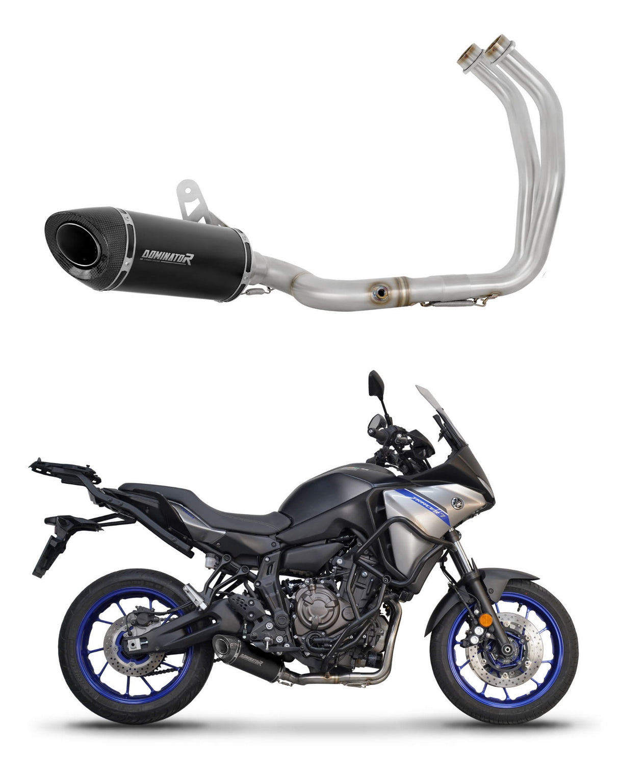 Yamaha Tracer 7 / GT 2020 - 2024 Full Exhaust System Collector Silencer HP8 BLACK + dB killer 20 m.