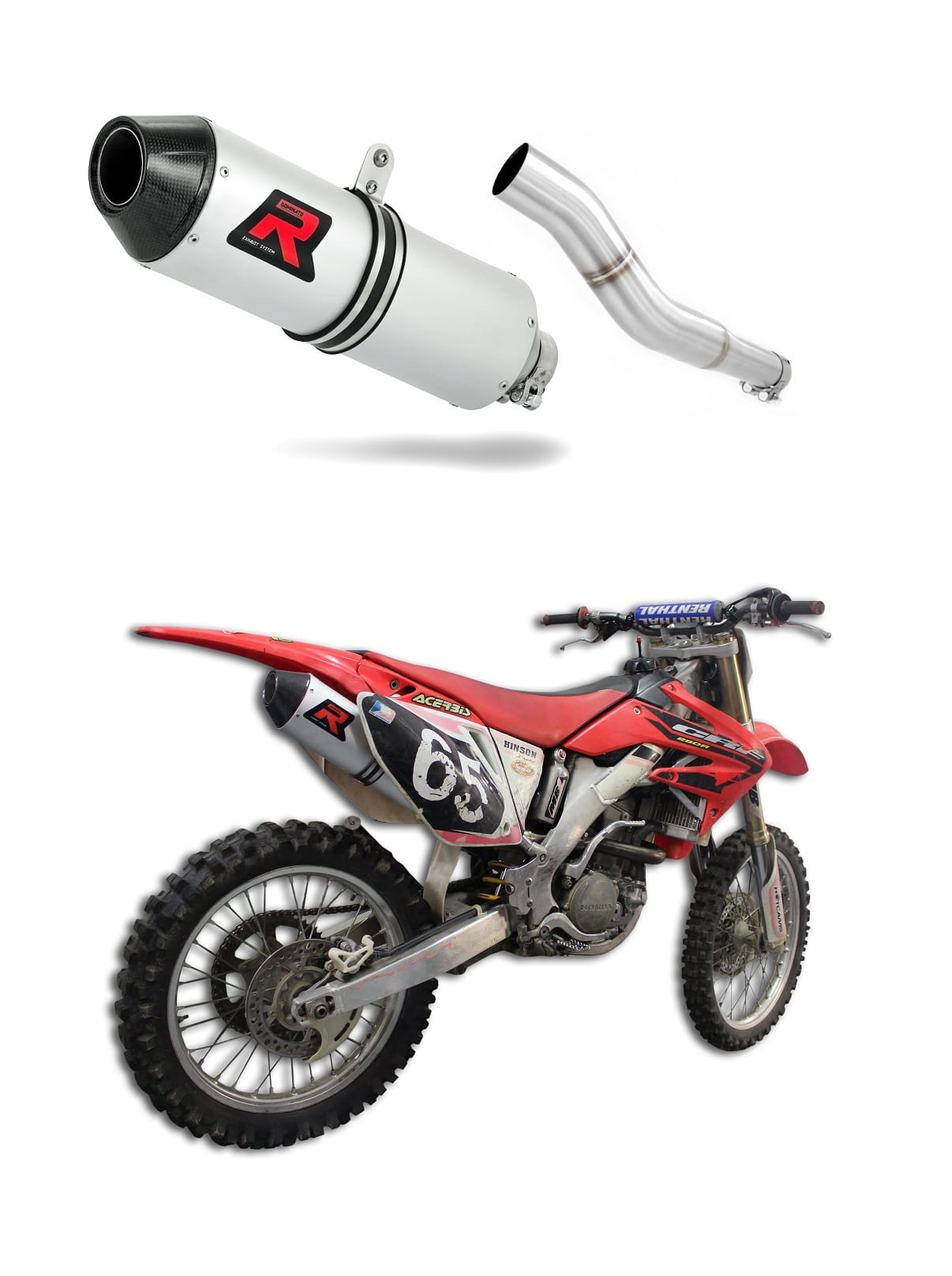 Honda CRF 250 R 2004 - 2005 Exhaust Silencer Muffler MX2 + dB killer medium 20 m.