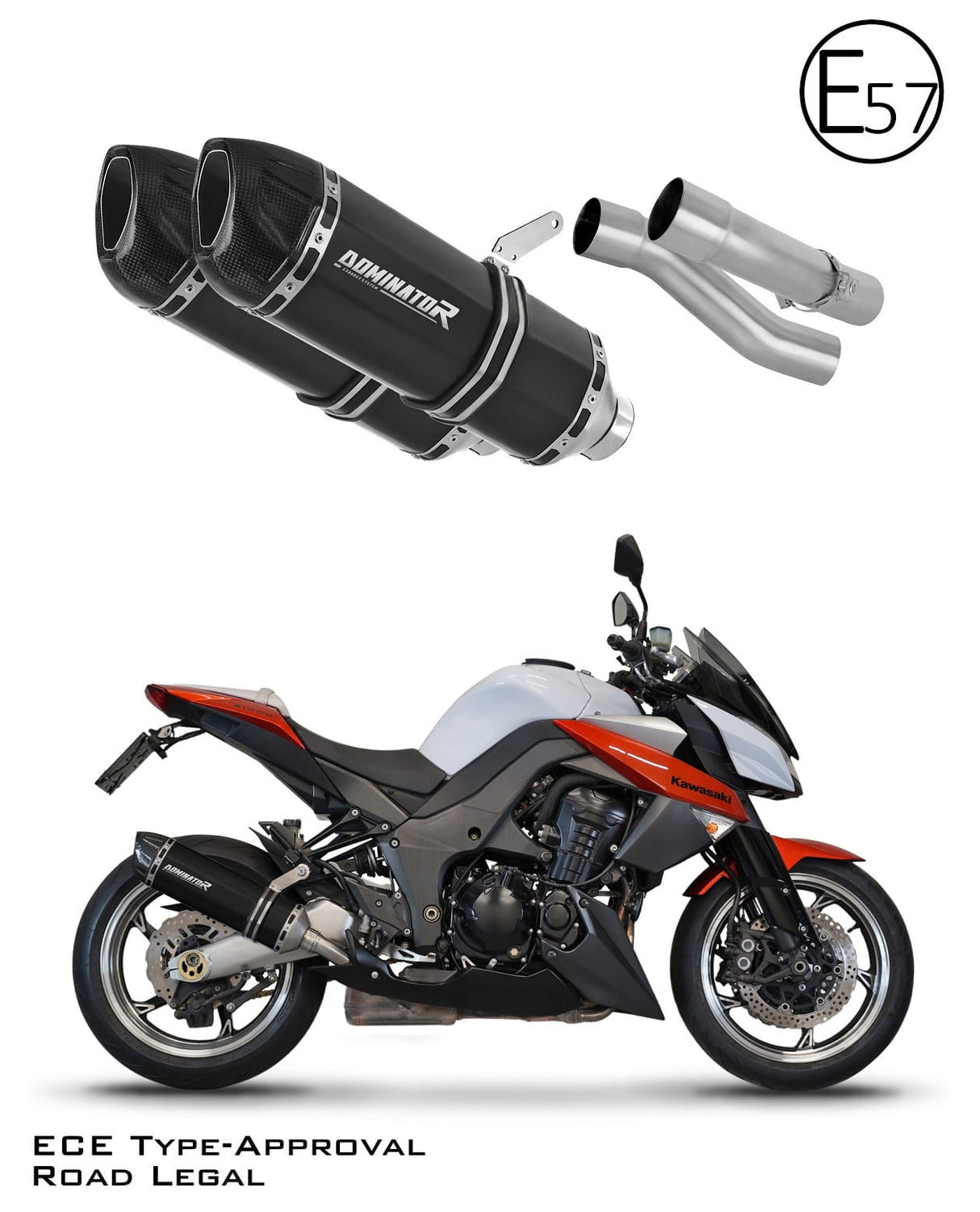 Kawasaki Z1000 2010 - 2013 EU Approved Exhaust Silencer HP1 BLACK 20 m.