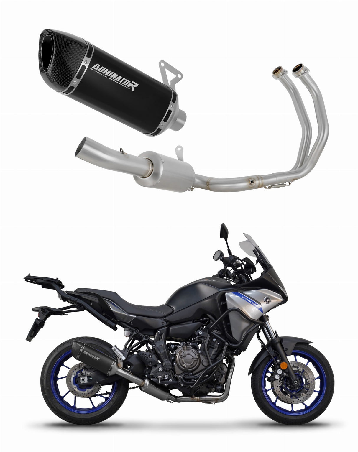 Yamaha Tracer 7 / GT 2020 - 2024 Full Exhaust System Collector Silencer HP6 BLACK + dB killer 20 m.