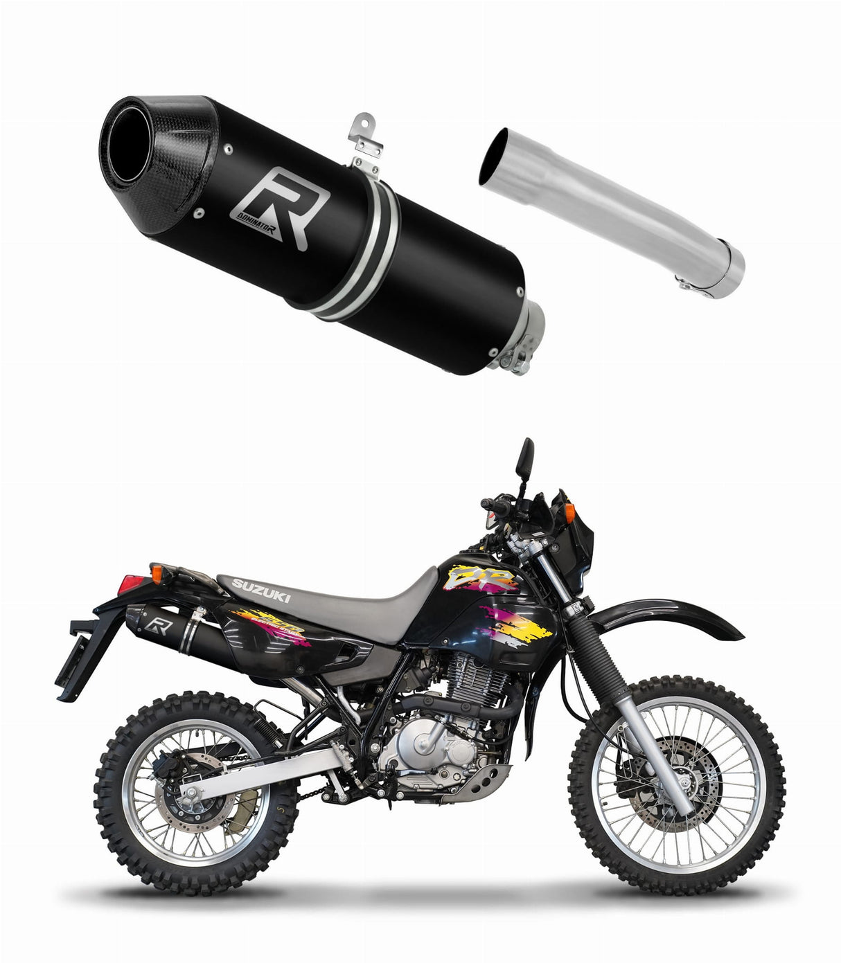 Suzuki DR 650 R / RU / S 1990 - 1995 Exhaust Silencer Muffler MX2 BLACK + dB killer 19 m.