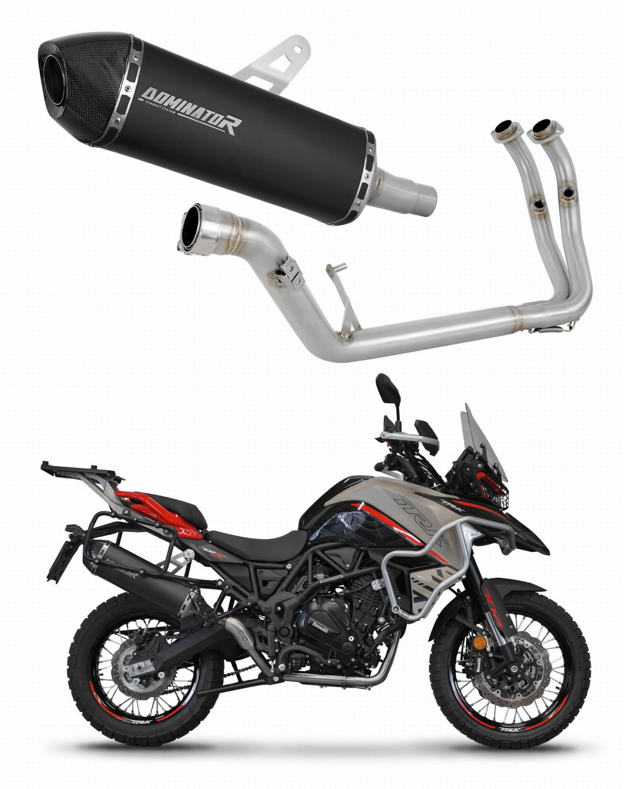 Benelli TRK 702 / TRK 702X 2023 - 2024 Full Exhaust System Collector Silencer HP7 BLACK + dB killer 20 m.