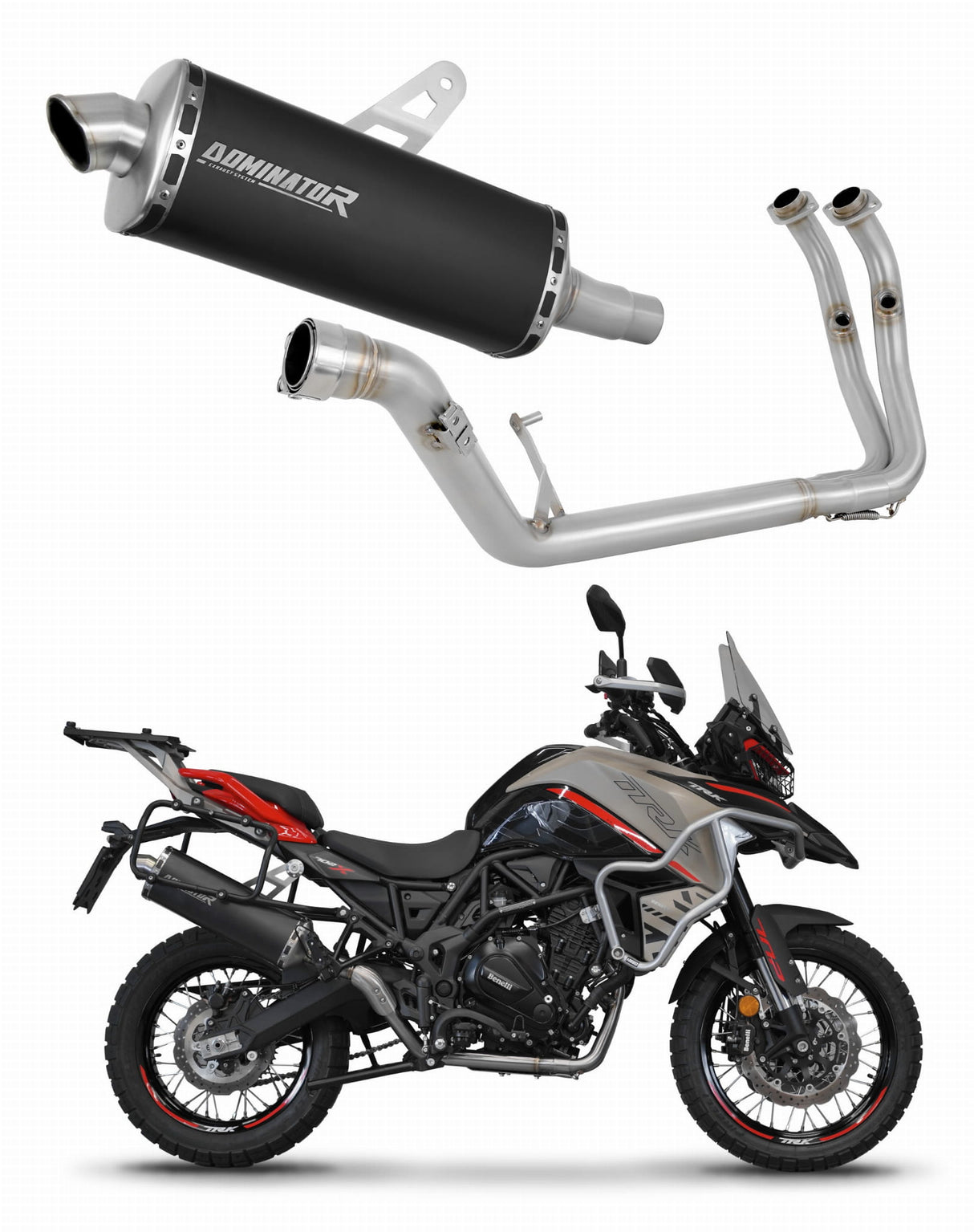 Benelli TRK 702 / TRK 702X 2023 - 2024 Full Exhaust System Collector Silencer P7 BLACK + dB killer 20 m.