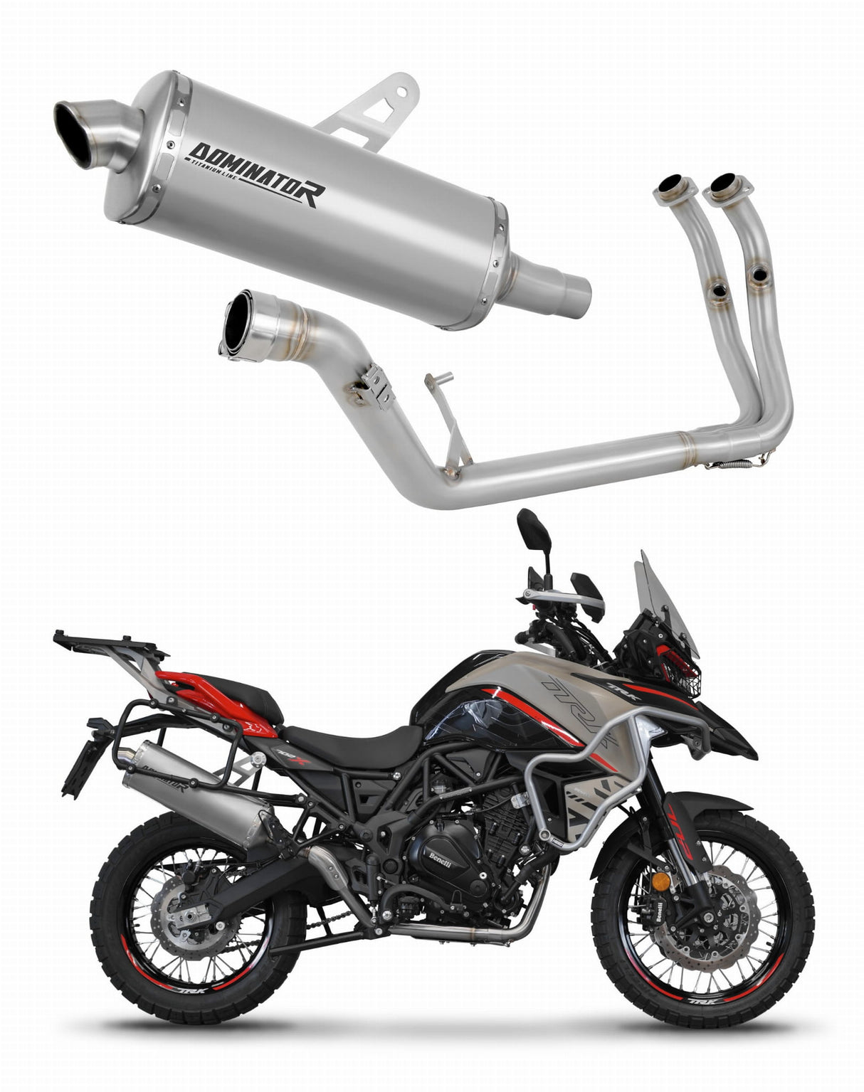 Benelli TRK 702 / TRK 702X 2023 - 2024 Full Exhaust System Collector Silencer Titanium P7 + dB killer 20 m.