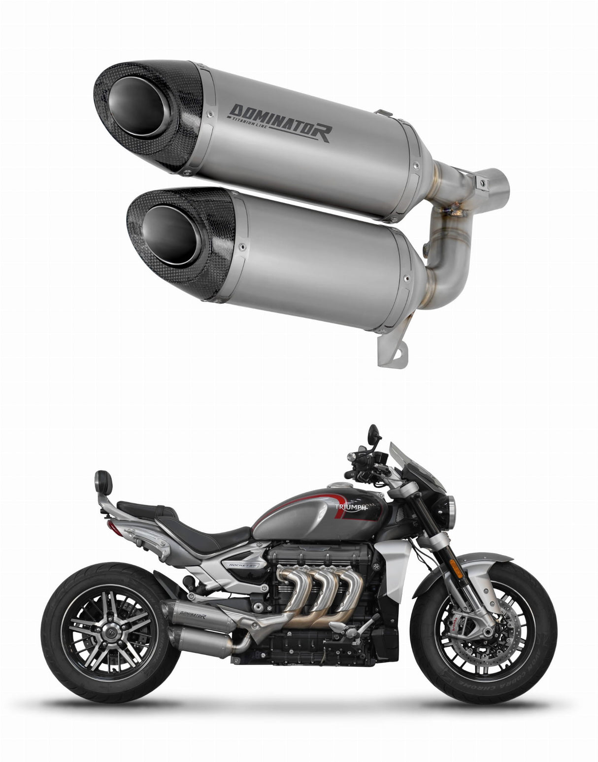 TRIUMPH ROCKET 3 GT 2019 - 2024 Exhaust Silencer Muffler Titanium HP8 + dB killer 20 m.