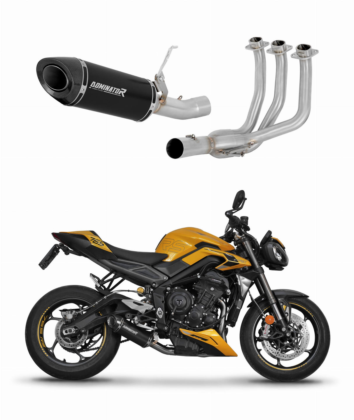 Triumph STREET TRIPLE 765 S / R / RS 2023 - 2024 Full Exhaust System Collector Silencer HP8 BLACK + dB killer 20 m.