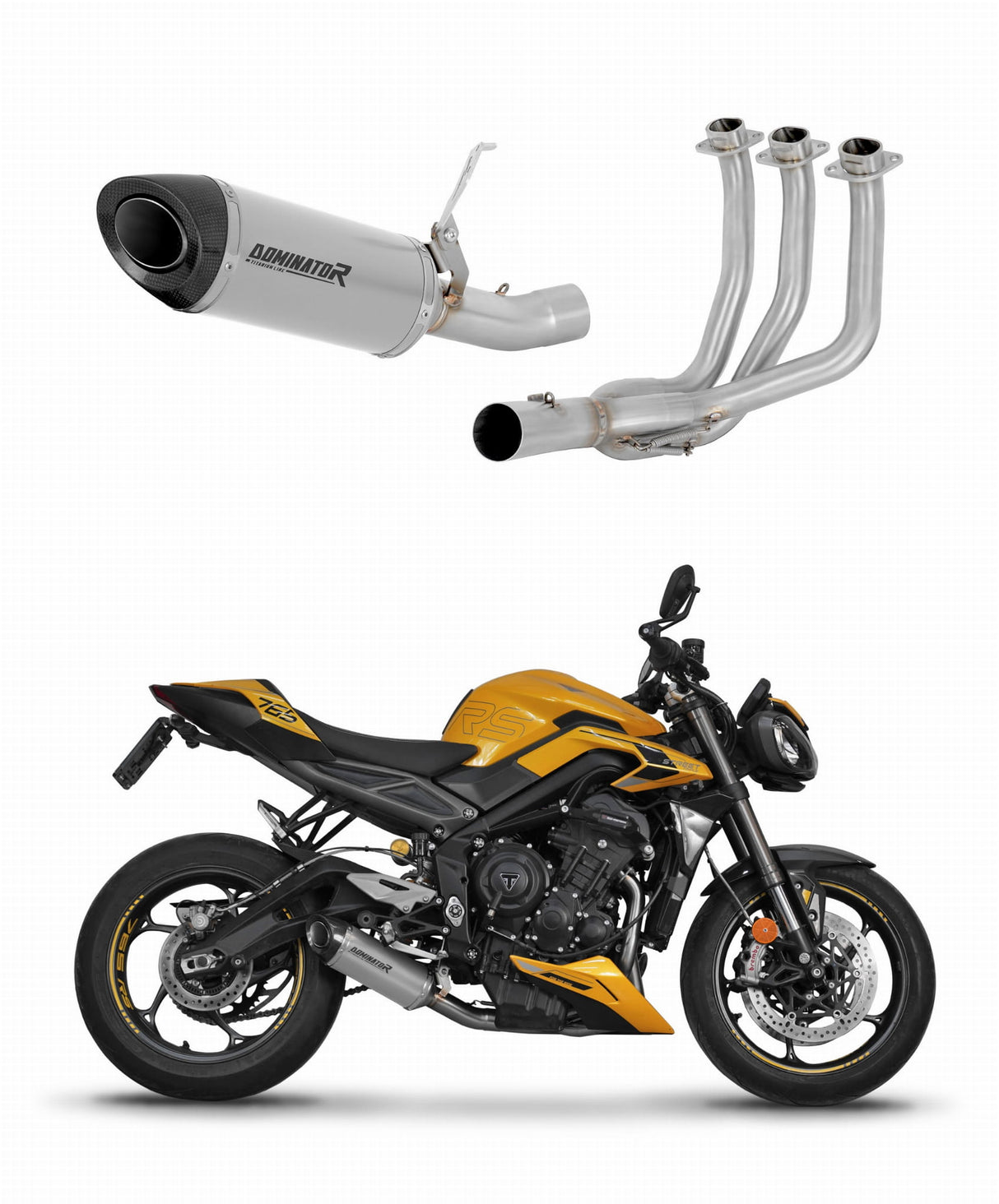 Triumph STREET TRIPLE 765 S / R / RS 2023 - 2024 Full Exhaust System Collector Silencer Titanium HP8 + dB killer 20 m.