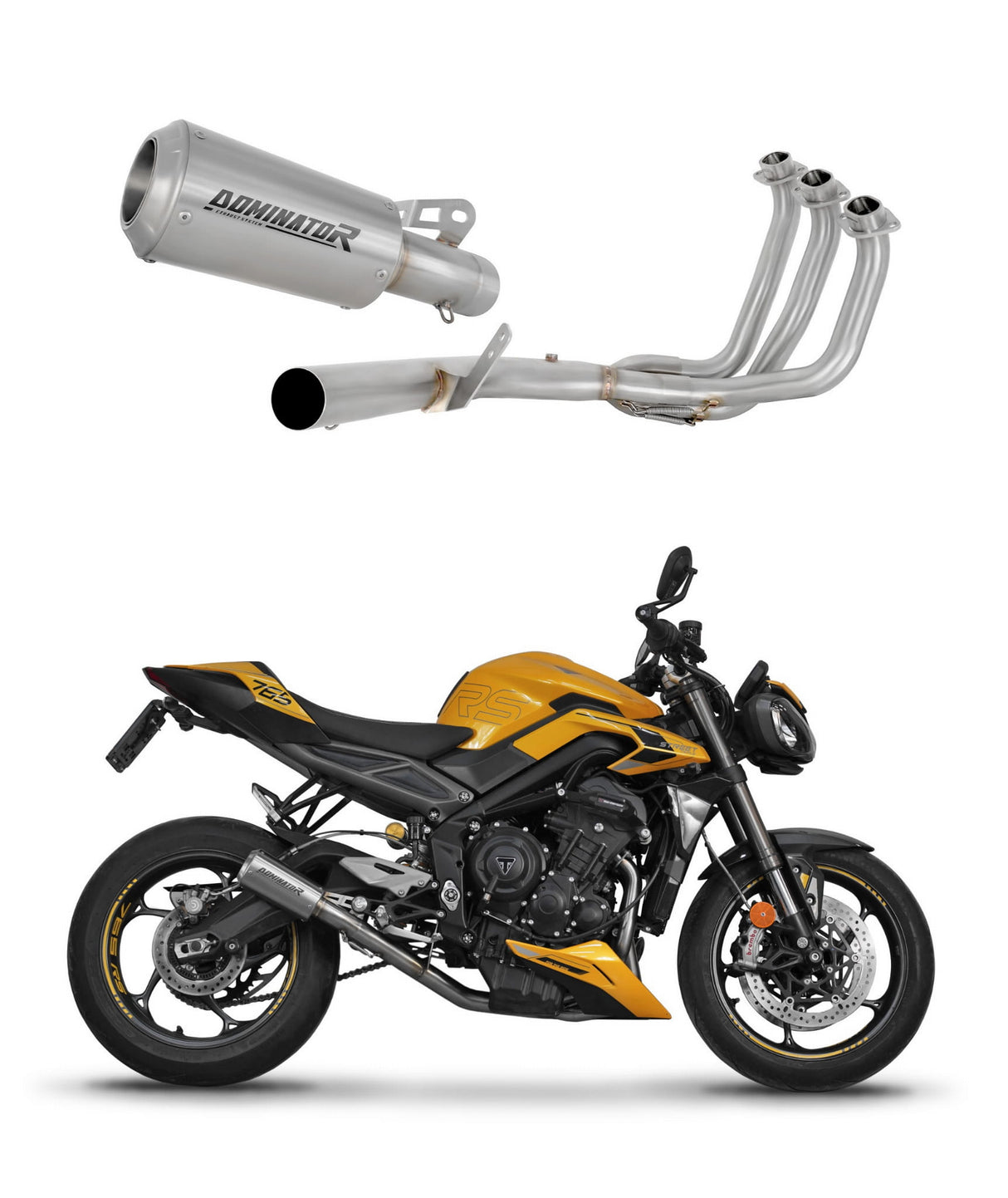 Triumph STREET TRIPLE 765 S / R / RS 2023 - 2024 Full Exhaust System Collector Silencer GPS + dB killer 20 m.