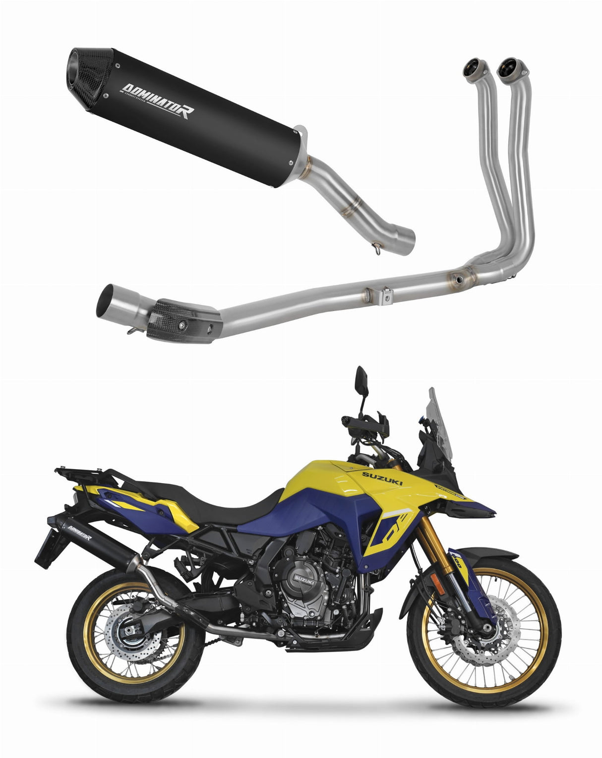 Suzuki V-Strom 800 SE / DE 2023 - 2024 Full Exhaust System Collector Silencer MX2 BLACK + dB killer 20 m.
