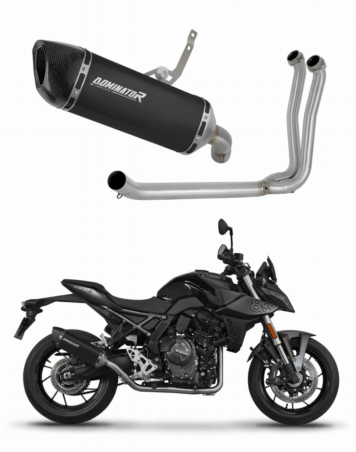 Suzuki GSX-8S / 8R 2022 - 2024 Full Exhaust System Collector Silencer HP6 BLACK + dB killer 20 m.