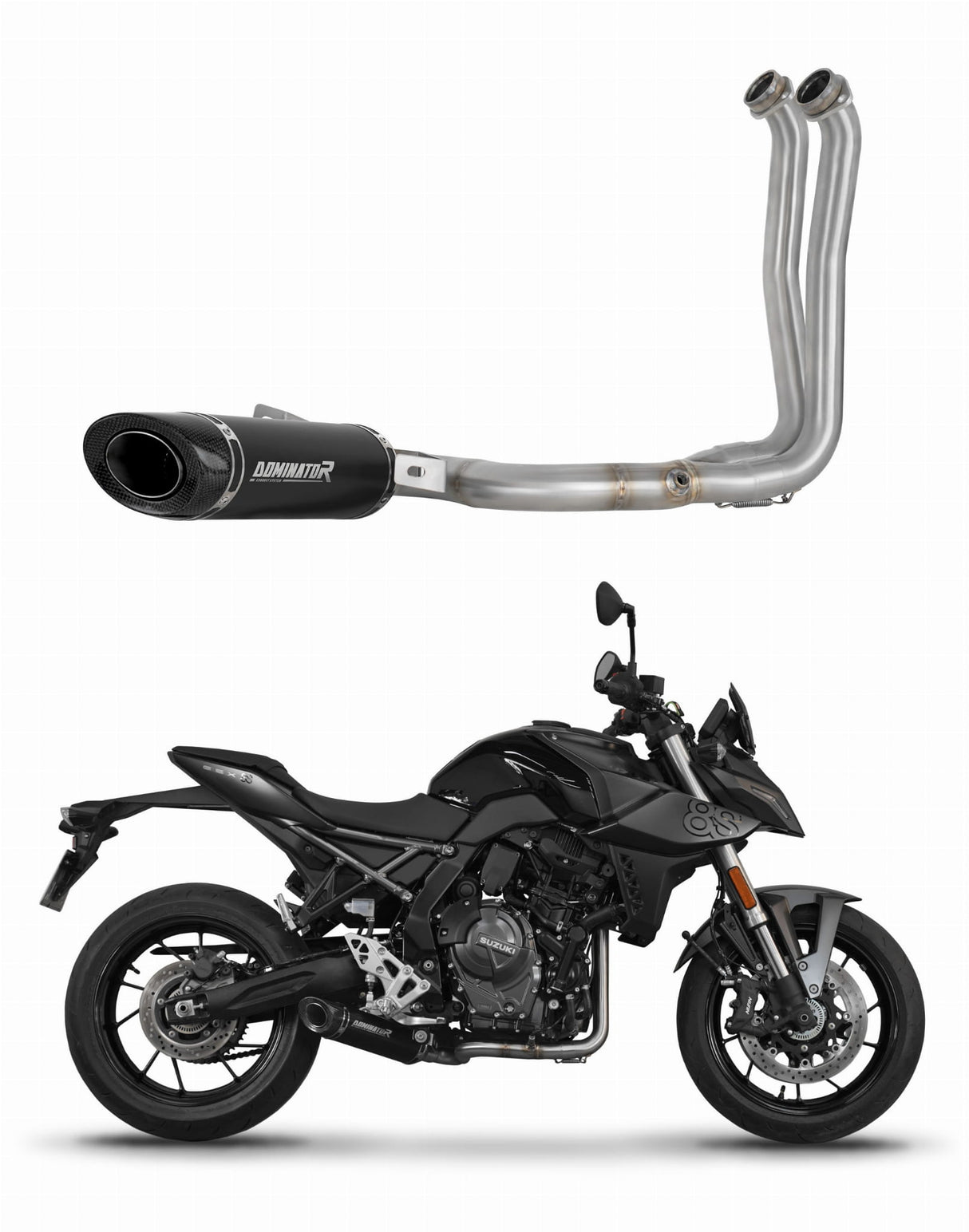 Suzuki GSX-8S / 8R 2022 - 2024 Full Exhaust System Collector Silencer HP8 BLACK + dB killer 20 m.