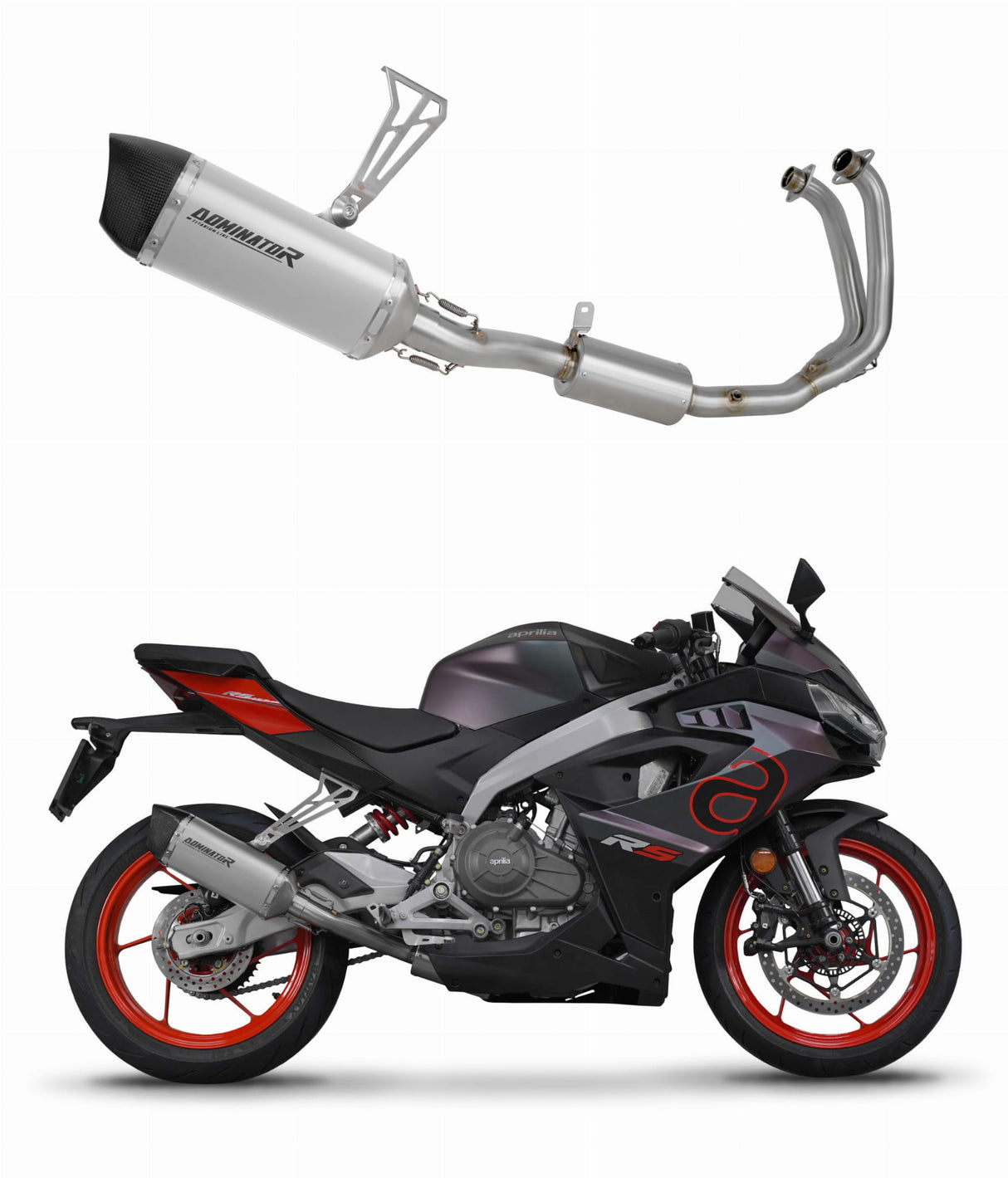 Aprilia RS 457 2024 Full Exhaust System Collector Silencer Titanium HP6 + dB killer 20 m.