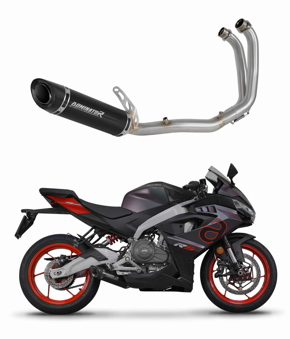 Aprilia RS 457 2024 Full Exhaust System Collector Silencer HP8 BLACK + dB killer 20 m.