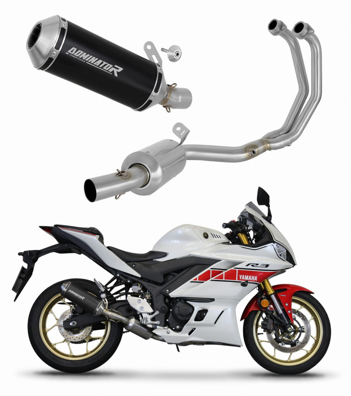 Yamaha YZF-R3 2019 - 2024 Full Exhaust System Collector Silencer OV G2 BLACK + dB killer medium 20 m.