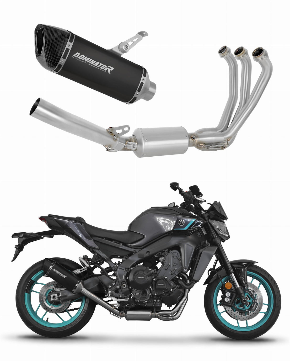 Yamaha MT-09 2024 Full Exhaust System Collector Silencer HP6 BLACK + dB killer 20 m.