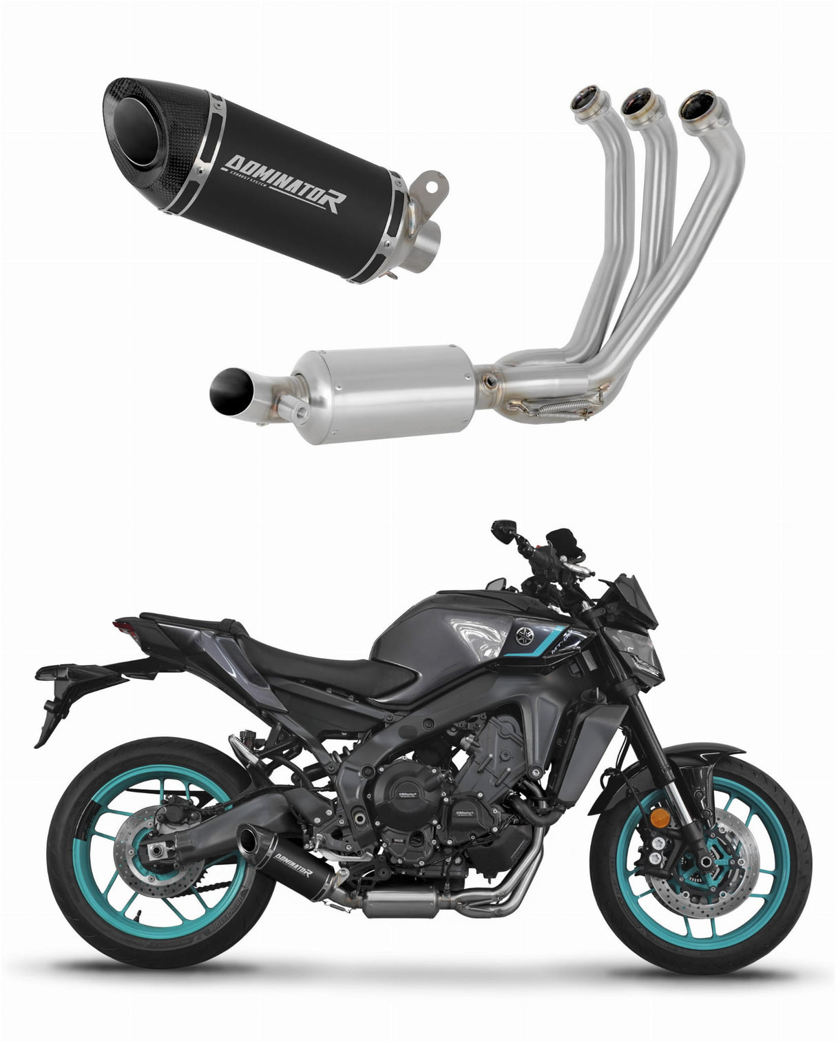 Yamaha MT-09 2024 Full Exhaust System Collector Silencer HP8 BLACK + dB killer 20 m.