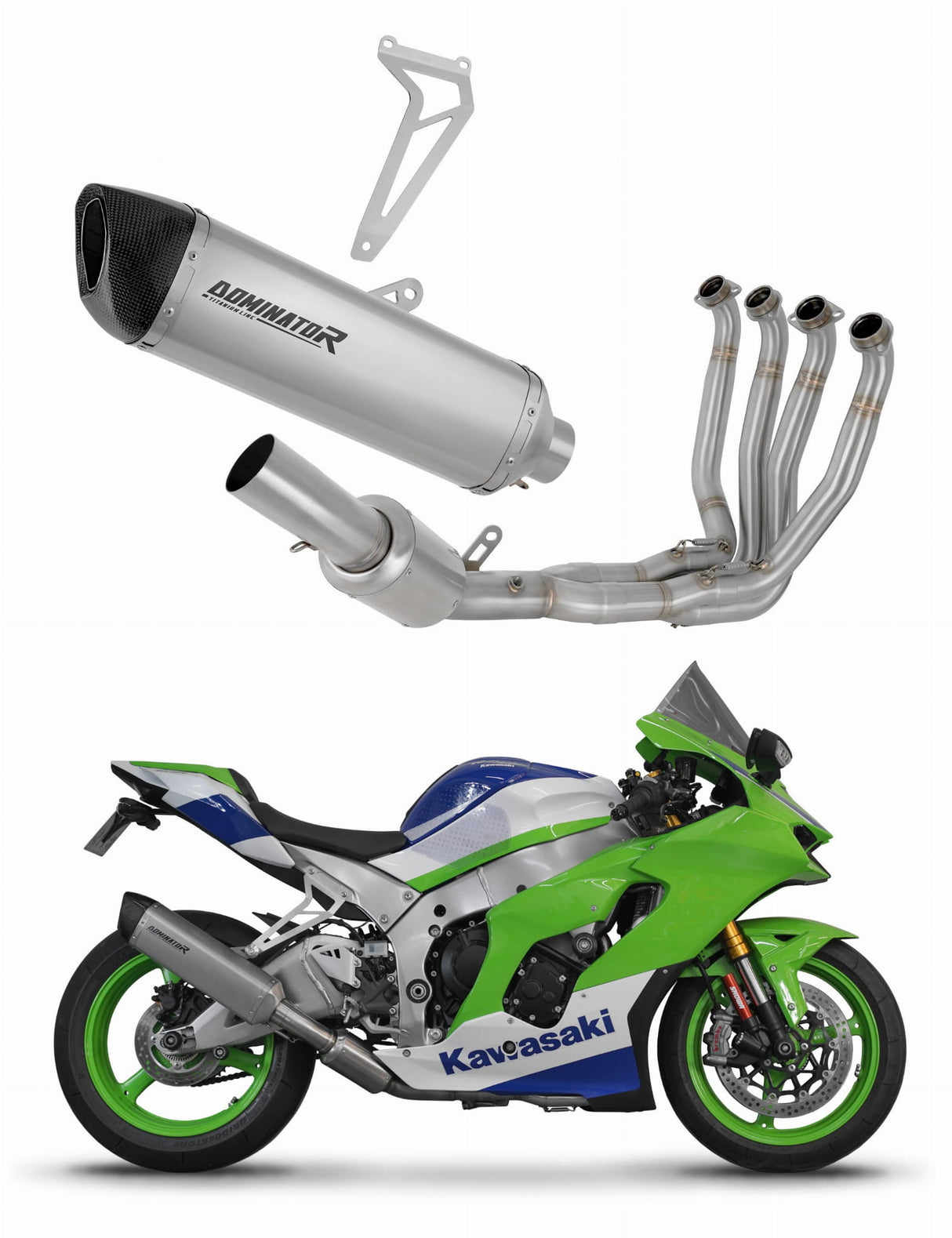 Kawasaki ZX10R / RR 2021 - 2024 Full Exhaust System Collector Silencer Titanium HP6 + dB killer 20 m.