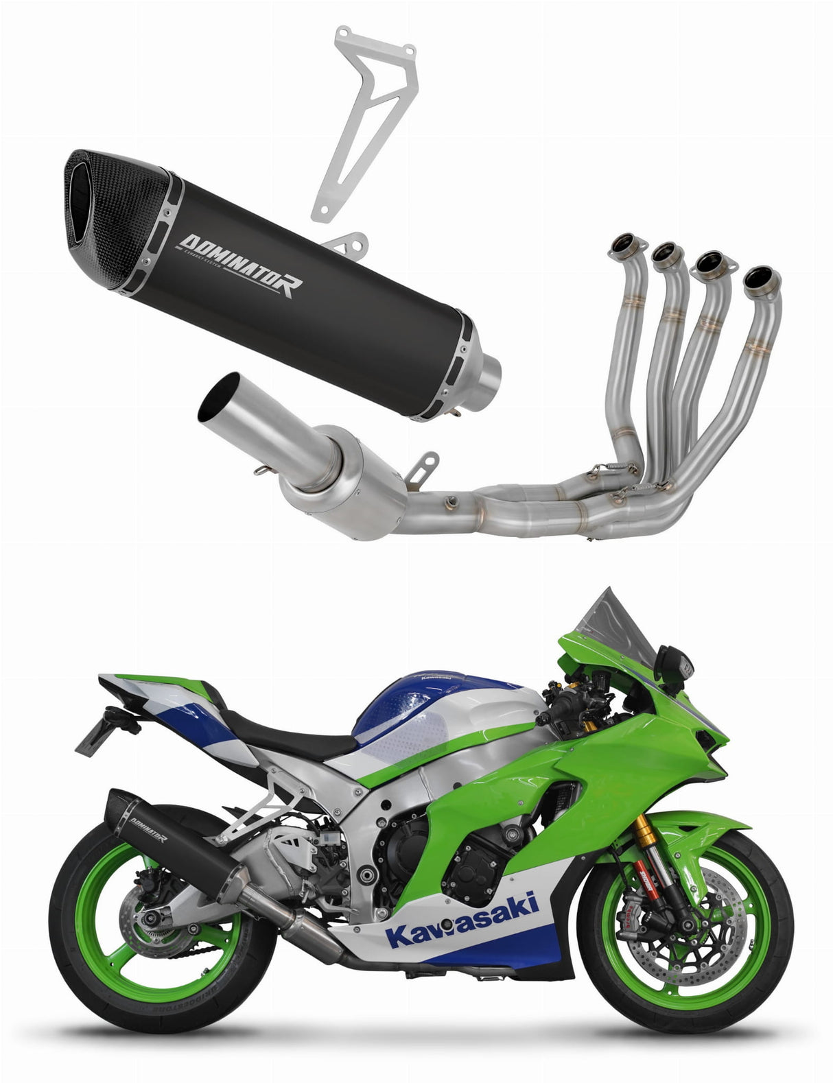 Kawasaki ZX10R / RR 2021 - 2024 Full Exhaust System Collector Silencer HP6 BLACK + dB killer 20 m.