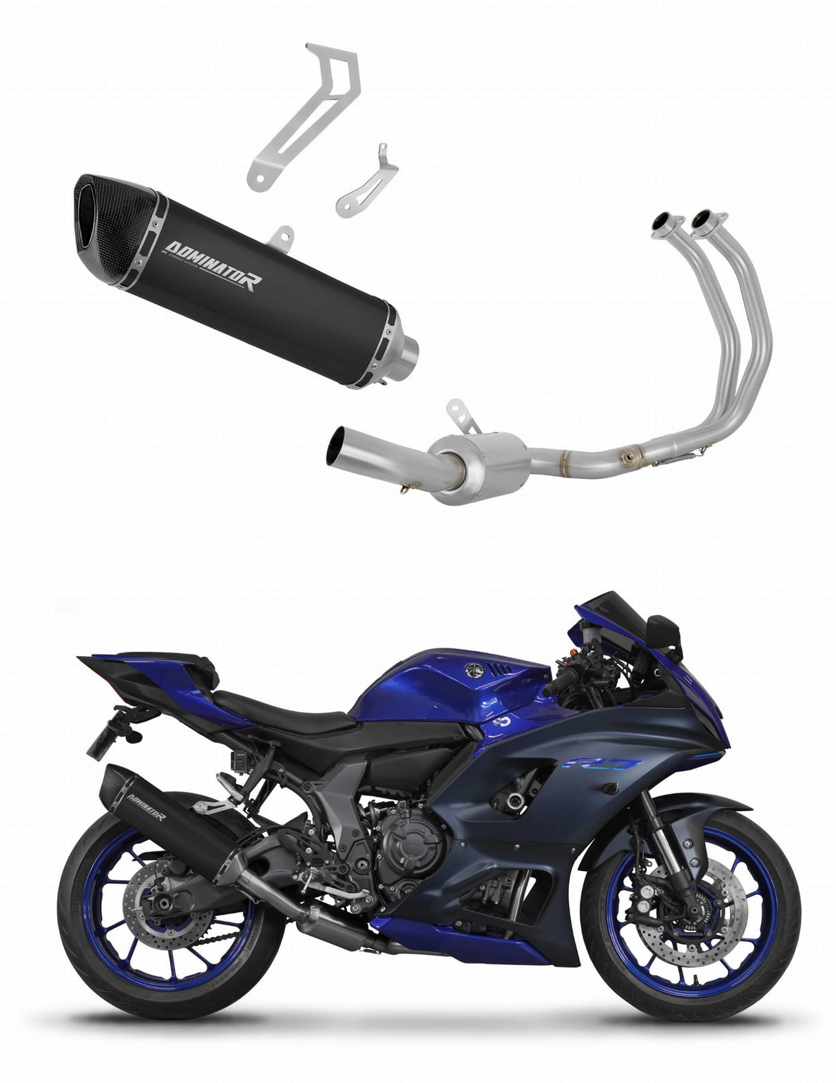 Yamaha YZF R7 2021 - 2024 RACE Full Exhaust System Collector Silencer HP6 BLACK + dB killer 20 m.